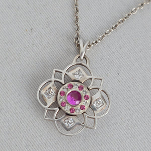 Kameleon 925 Sterling Silver Interchangeable Pink Floral Pendant Necklace