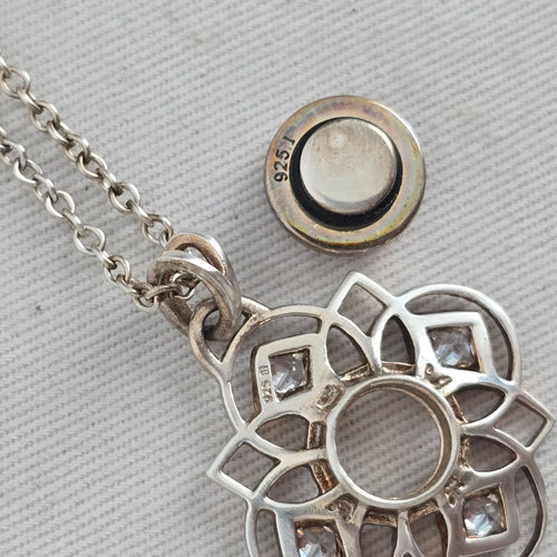 Kameleon 925 Sterling Silver Interchangeable Pink Floral Pendant Necklace