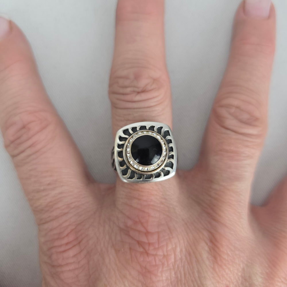 Kameleon 925 Sterling Silver Black JewelPop Ring Size 9