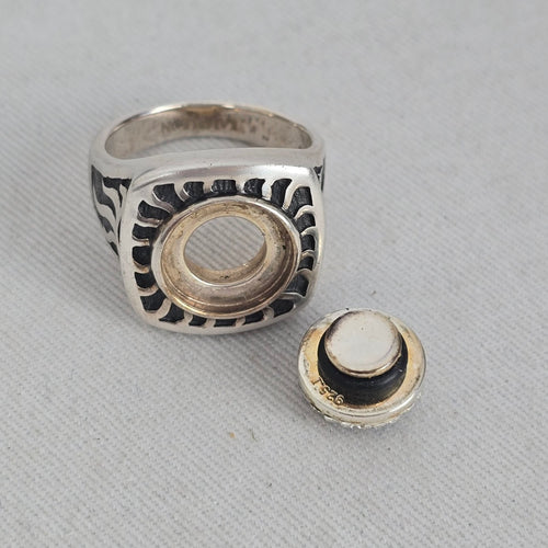 Kameleon 925 Sterling Silver Black JewelPop Ring Size 9
