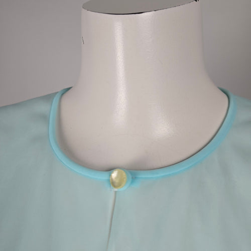 Vintage Aqua Blue Sheer Lace Trim Robe - Size M