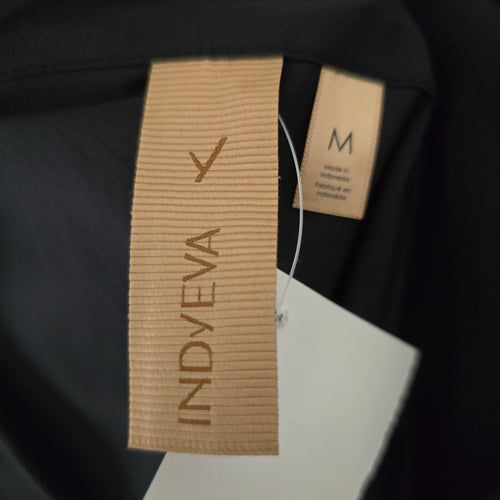 Indyeva Black Mesh V-Neck Drawstring Romper - Size M