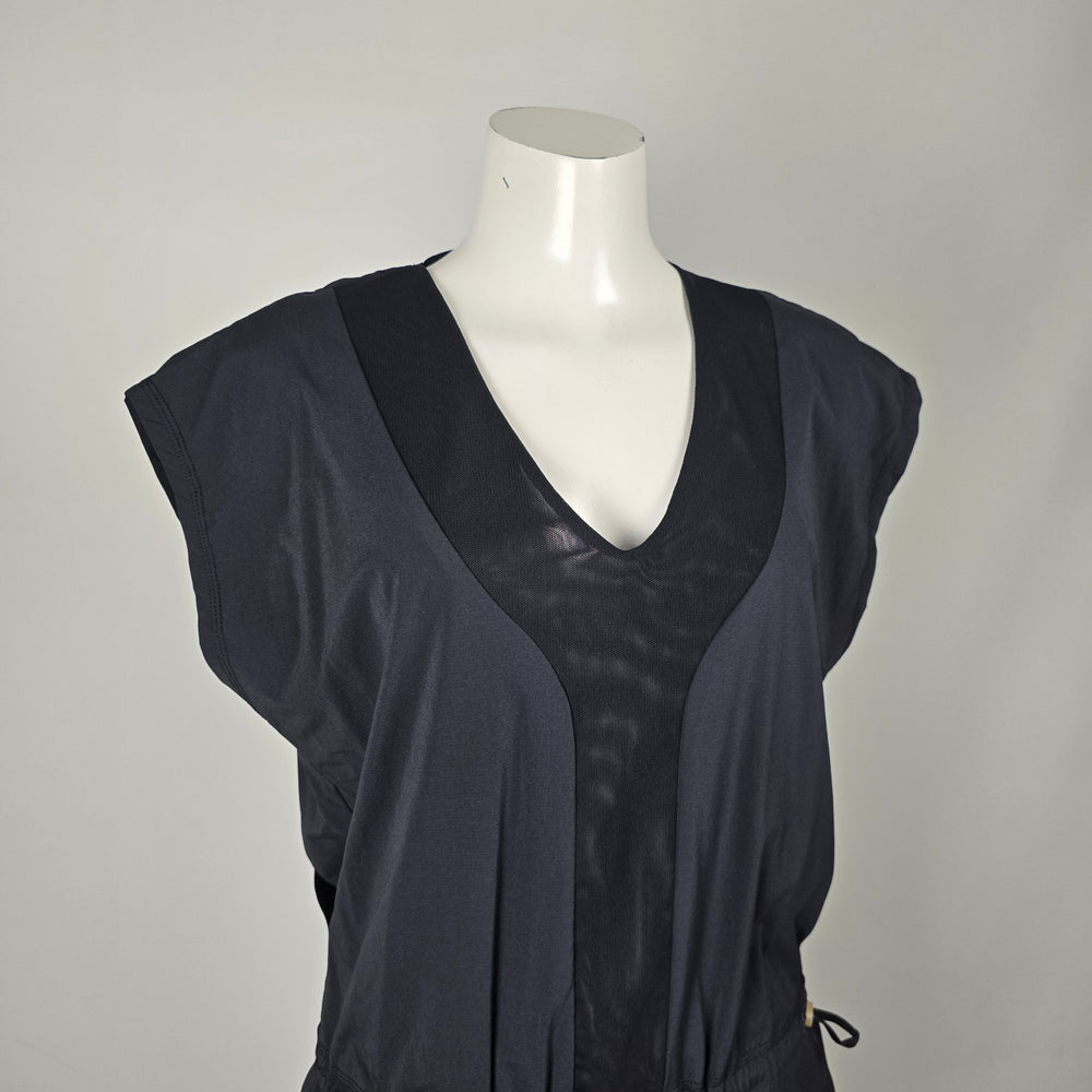 Indyeva Black Mesh V-Neck Drawstring Romper - Size M
