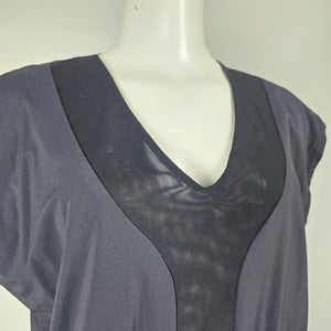 Indyeva Black Mesh V-Neck Drawstring Romper - Size M