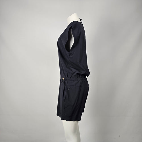 Indyeva Black Mesh V-Neck Drawstring Romper - Size M