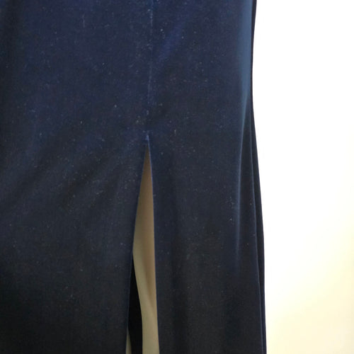 Vintage Vanessa Stevens Navy Blue Velvet Spaghetti Strap Maxi Dress - Size L