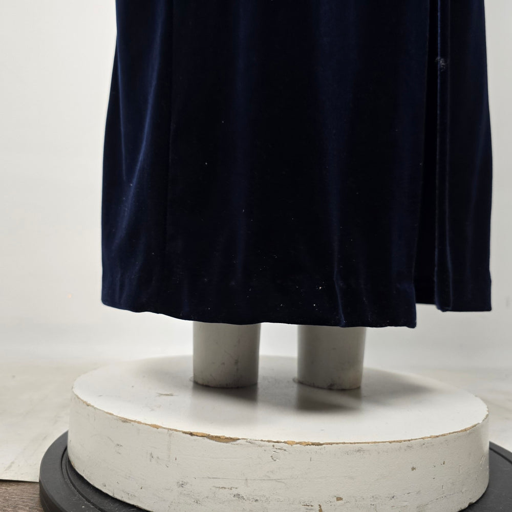 Vintage Vanessa Stevens Navy Blue Velvet Spaghetti Strap Maxi Dress - Size L