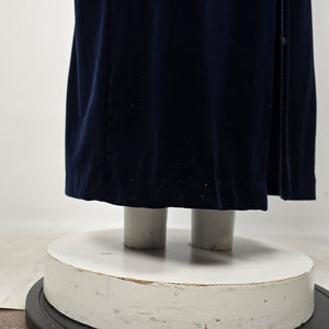Vintage Vanessa Stevens Navy Blue Velvet Spaghetti Strap Maxi Dress - Size L