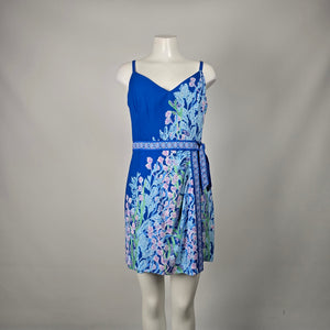 Lilly Pulitzer Nettie Skirted Romper Barton Blue Tropical Print - Size 14