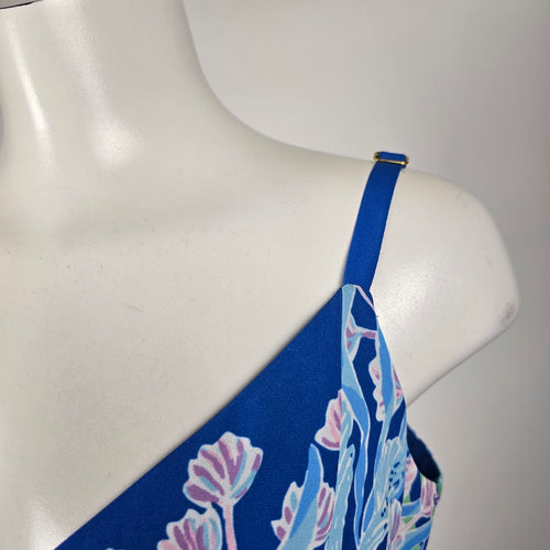Lilly Pulitzer Nettie Skirted Romper Barton Blue Tropical Print - Size 14