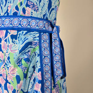 Lilly Pulitzer Nettie Skirted Romper Barton Blue Tropical Print - Size 14