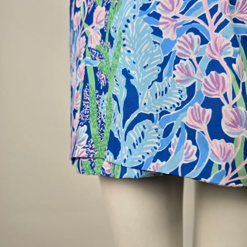 Lilly Pulitzer Nettie Skirted Romper Barton Blue Tropical Print - Size 14