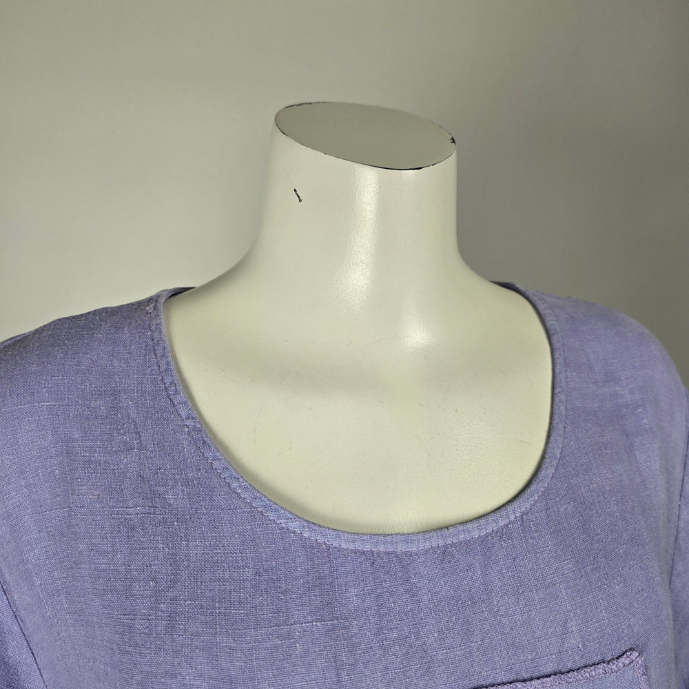 Vintage Donna Lavender Linen Floral Maxi Dress - Size L