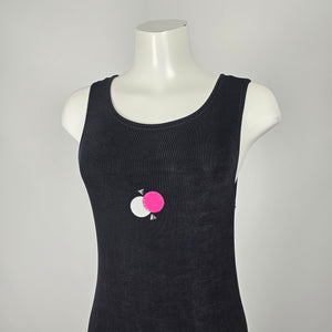 Vintage Black Sleeveless Geometric Slinky Jersey Maxi Dress - Size M