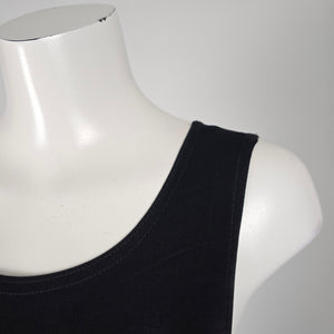 Vintage Black Sleeveless Geometric Slinky Jersey Maxi Dress - Size M