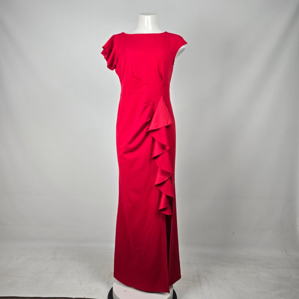 WOOSEA Red Ruffle Shoulder Event Dress - Size M