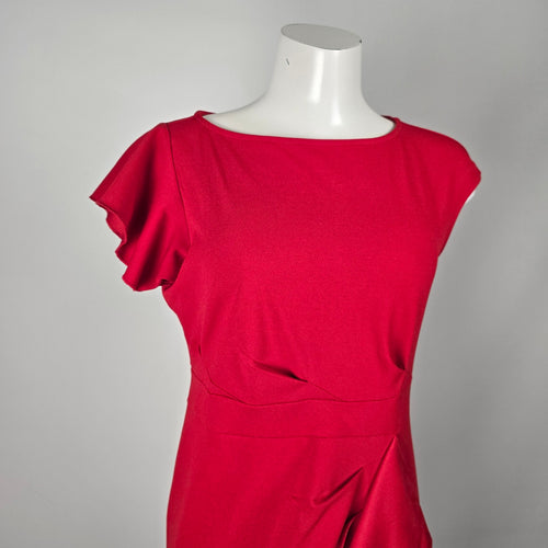 WOOSEA Red Ruffle Shoulder Event Dress - Size M