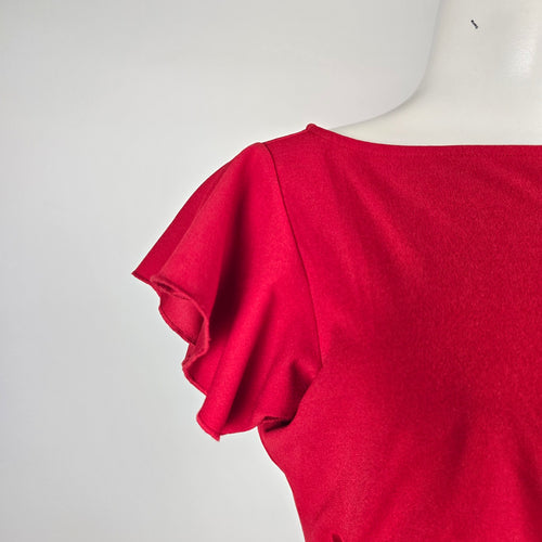 WOOSEA Red Ruffle Shoulder Event Dress - Size M