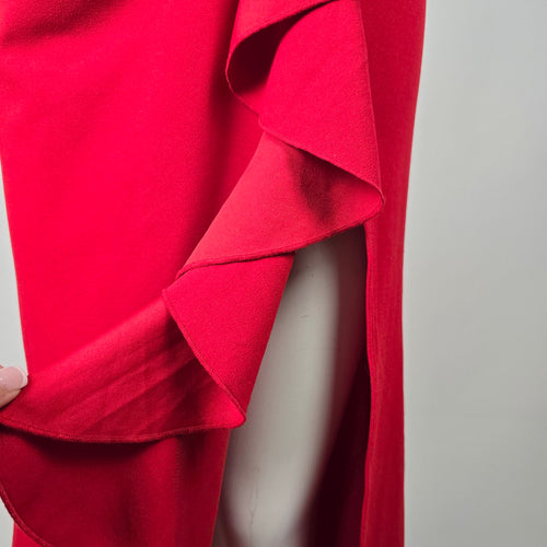 WOOSEA Red Ruffle Shoulder Event Dress - Size M