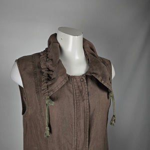 Miilla Brown Linen Sleeveless Utility Vest Tunic - Size L