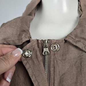 Miilla Brown Linen Sleeveless Utility Vest Tunic - Size L