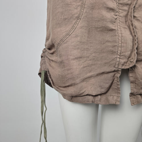 Miilla Brown Linen Sleeveless Utility Vest Tunic - Size L