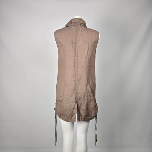 Miilla Brown Linen Sleeveless Utility Vest Tunic - Size L