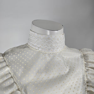 Vintage Ivory Swiss Dot Ruffle Prairie Maxi Dress - Size S
