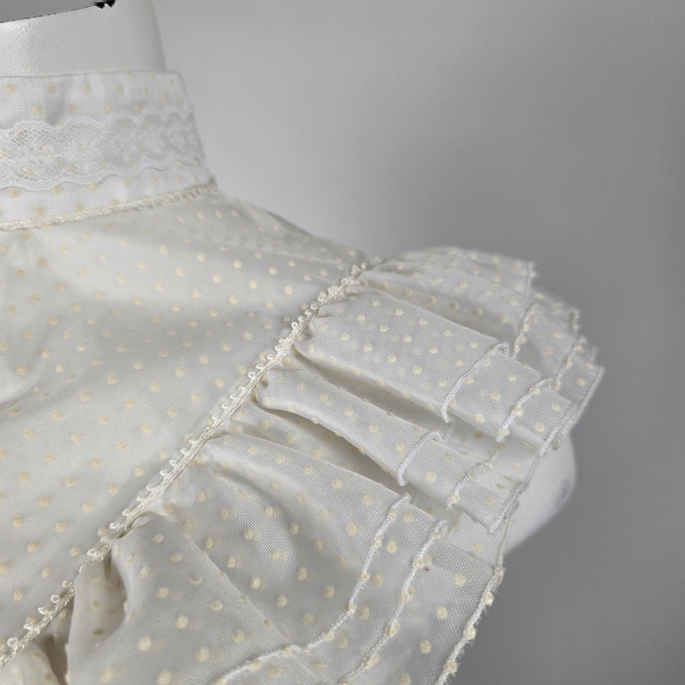 Vintage Ivory Swiss Dot Ruffle Prairie Maxi Dress - Size S
