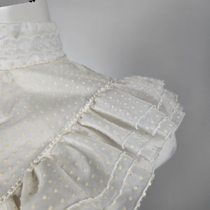 Vintage Ivory Swiss Dot Ruffle Prairie Maxi Dress - Size S