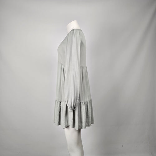 Wilfred Sage Grey Long Sleeve Tiered Mini Dress - Size XS
