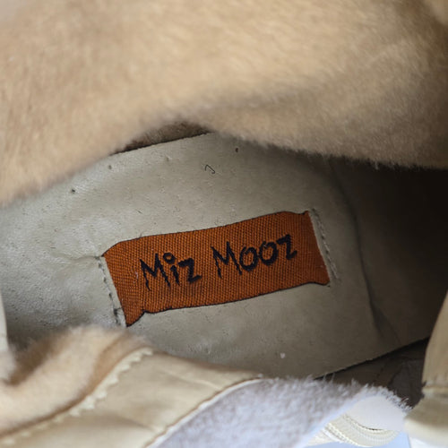 Miz Mooz Birdie Y2K Cream Leather Faux Fur Wedge Boots - Size 6