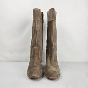 Timberland Earthkeepers Brown Suede Leather Mid-Calf Boots Block Heel - Size 8