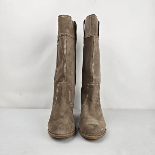 Timberland Earthkeepers Brown Suede Leather Mid-Calf Boots Block Heel - Size 8