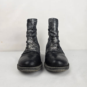Remonte Black Leather Metallic Cut-out Ankle Boots Side Zip - Size 7.5