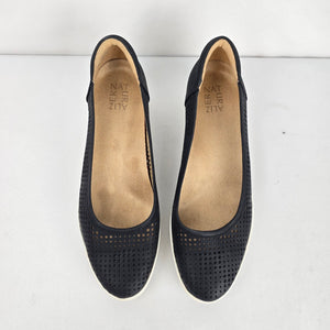 Naturalizer Women's Black Perforated Wedge Flats Slip-On Shoes - Size 10