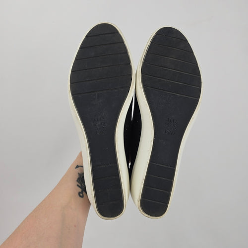 Naturalizer Women's Black Perforated Wedge Flats Slip-On Shoes - Size 10