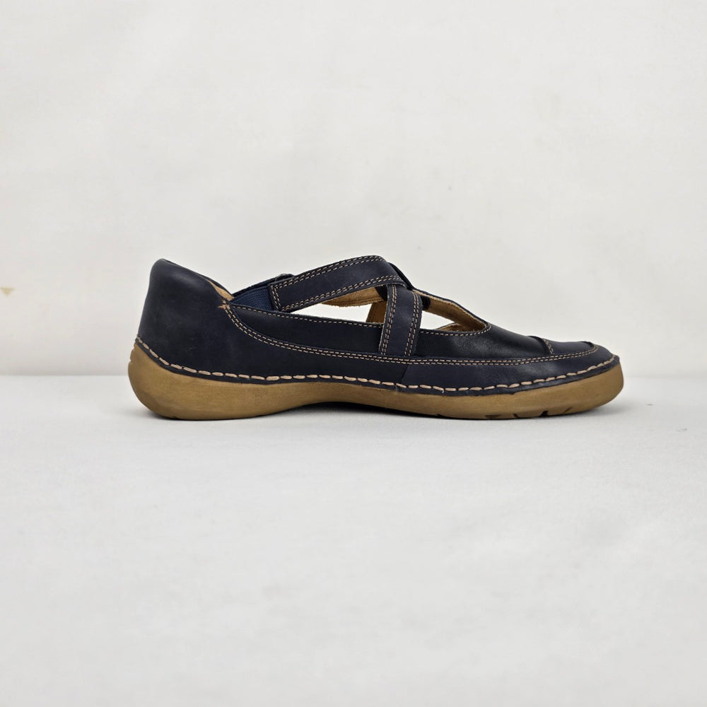 Naturalizer Julianne Navy Leather T-Strap Mary Jane Shoes - Size 10