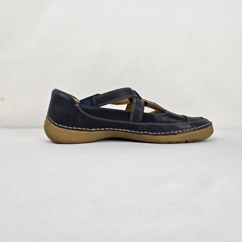 Naturalizer Julianne Navy Leather T-Strap Mary Jane Shoes - Size 10