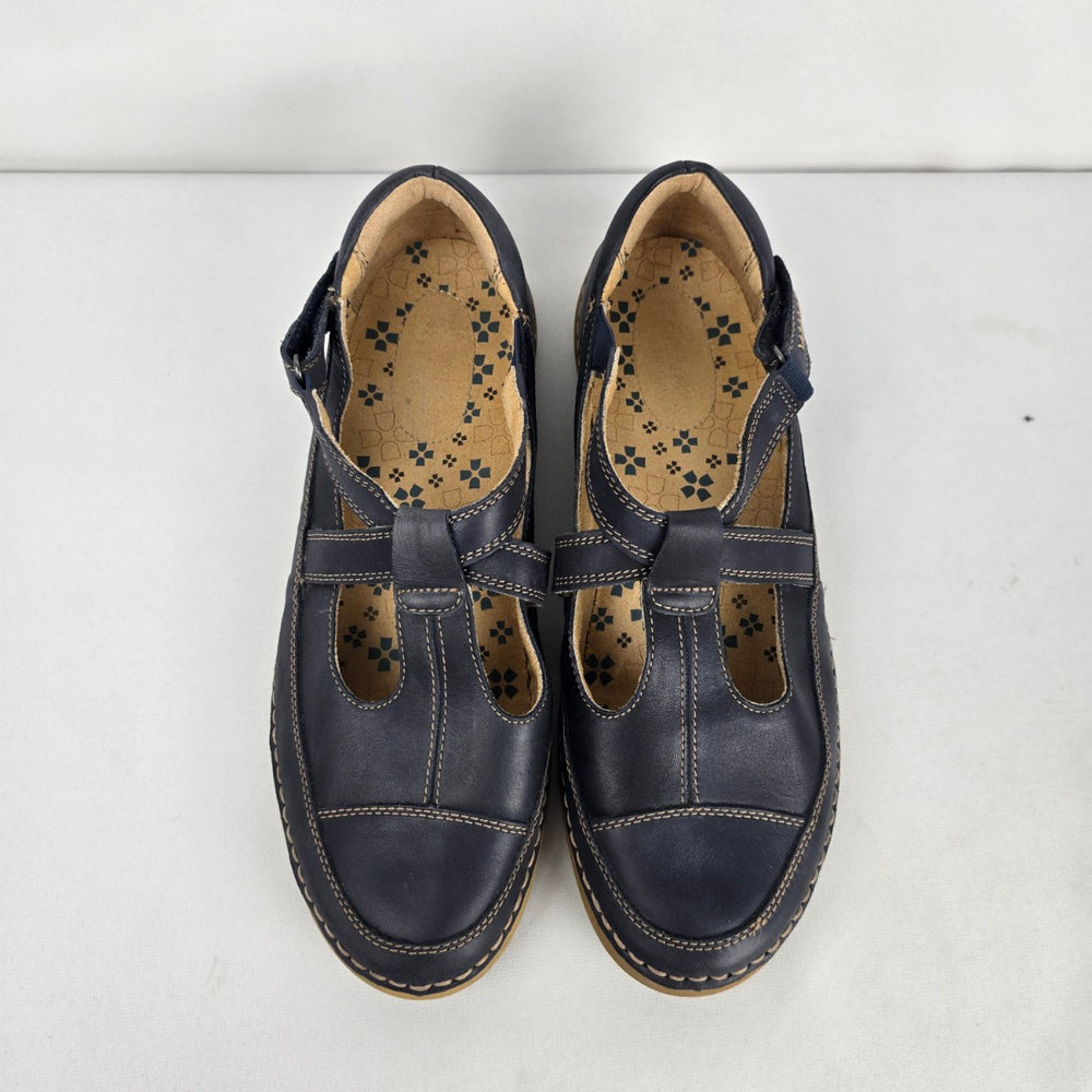 Naturalizer Julianne Navy Leather T-Strap Mary Jane Shoes - Size 10