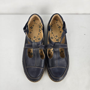 Naturalizer Julianne Navy Leather T-Strap Mary Jane Shoes - Size 10