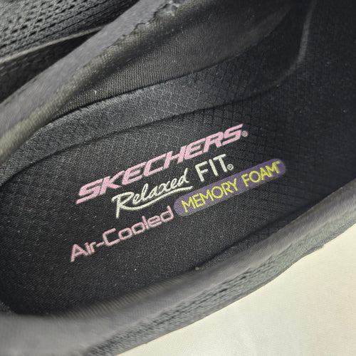 Skechers Women's Black Relaxed Fit Air-Cooled Memory Foam Slip-On Shoes - Size 8