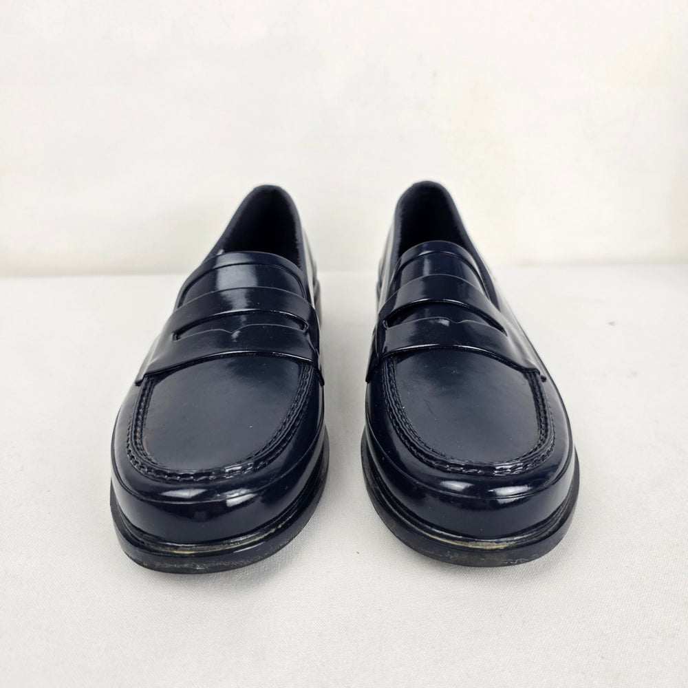 Hunter Original Waterproof Rubber Penny Loafer Navy Blue Gloss - Size 9