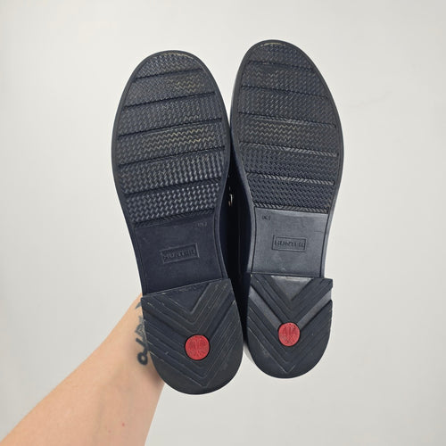 Hunter Original Waterproof Rubber Penny Loafer Navy Blue Gloss - Size 9