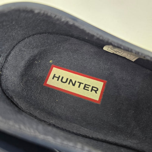 Hunter Original Waterproof Rubber Penny Loafer Navy Blue Gloss - Size 9