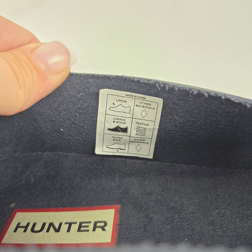 Hunter Original Waterproof Rubber Penny Loafer Navy Blue Gloss - Size 9