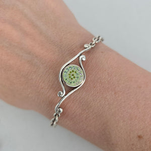 925 Sterling Silver Interchangeable Crystal Snap Charm Bracelet with 4 Inserts