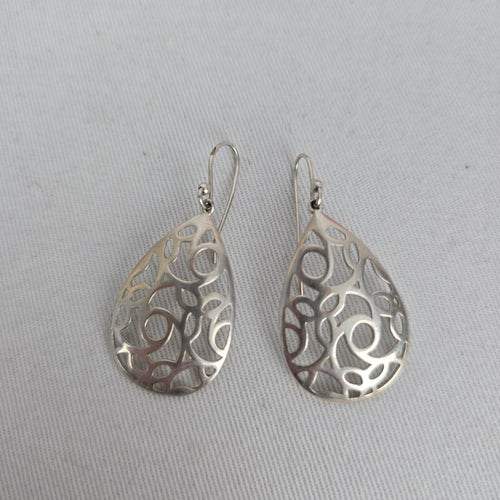 925 Sterling Silver Openwork Teardrop Dangle Earrings