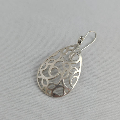 925 Sterling Silver Openwork Teardrop Dangle Earrings