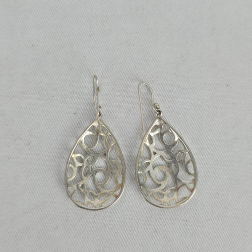 925 Sterling Silver Openwork Teardrop Dangle Earrings